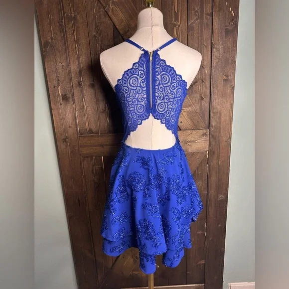 Vibrant Royal Blue Embellished Mini Dress – Size Small (Honey and Rosie) - Picture 2 of 8